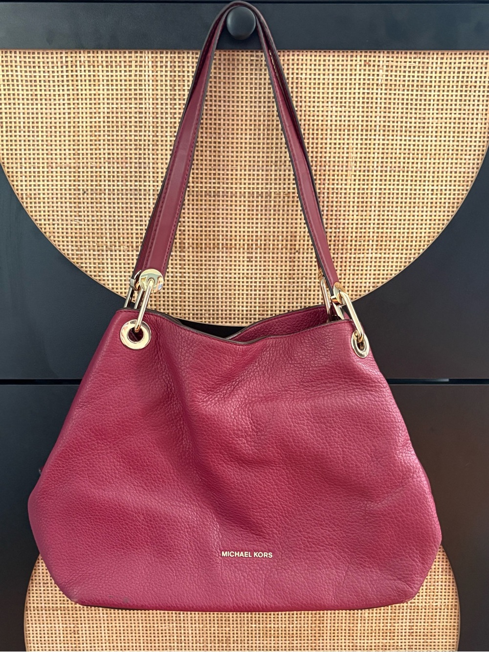 AUTHENTIC Michael Kors Maroon Pebble Leather Shoulder Bag